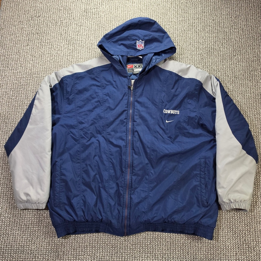 Vintage Nike Dallas Cowboys NFL Hooded Windbreaker Jacket Mens XXL 2XL 90s